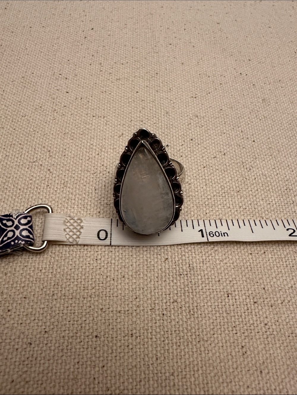 Sterling Silver Teardrop Rainbow Moonstone Ring - Picture 8 of 8